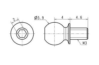 Reve D SPM Titanium Kingpin Ball (Diameter 5.9mm, Total Length 11mm, 2pcs) 