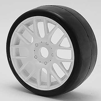 Sweep 1:8 GT-R2 Tires 40 Shore Slick Pre-Glued White Wheel (2pcs)