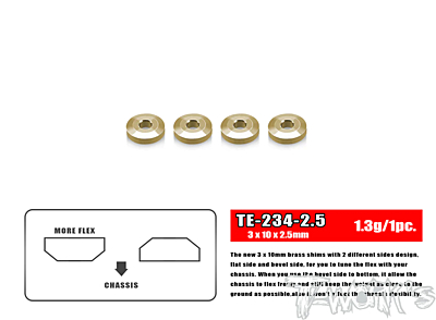 T-Work's Brass Washer for Suspension Arm 3 x 10 x 2.5mm (4pcs)