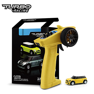Turbo Racing 1/76 Finger Sized Proportional On-Road RC Car RTR (Light Yellow)