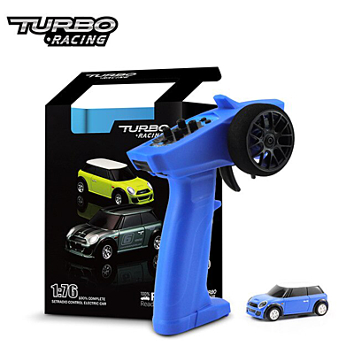 Turbo Racing 1/76 Finger Sized Proportional On-Road RC Car RTR (Blue)